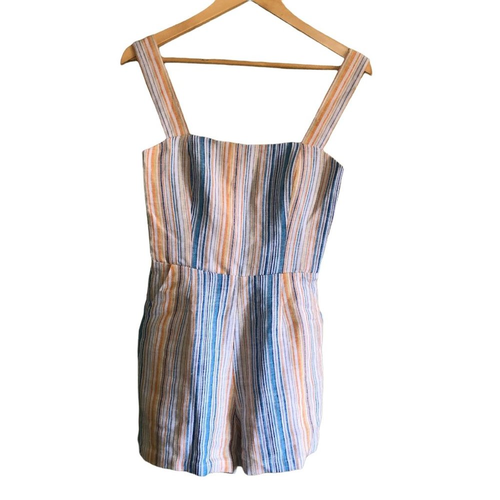 REFORMATION Womens Striped Linen Romper Playsuit Jumpsuit 2 - Picture 1 of 7